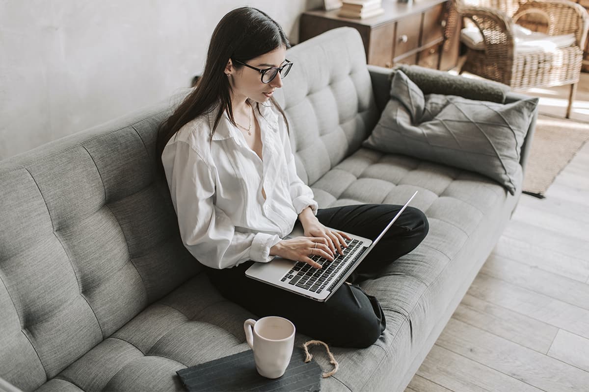 A woman with a laptop